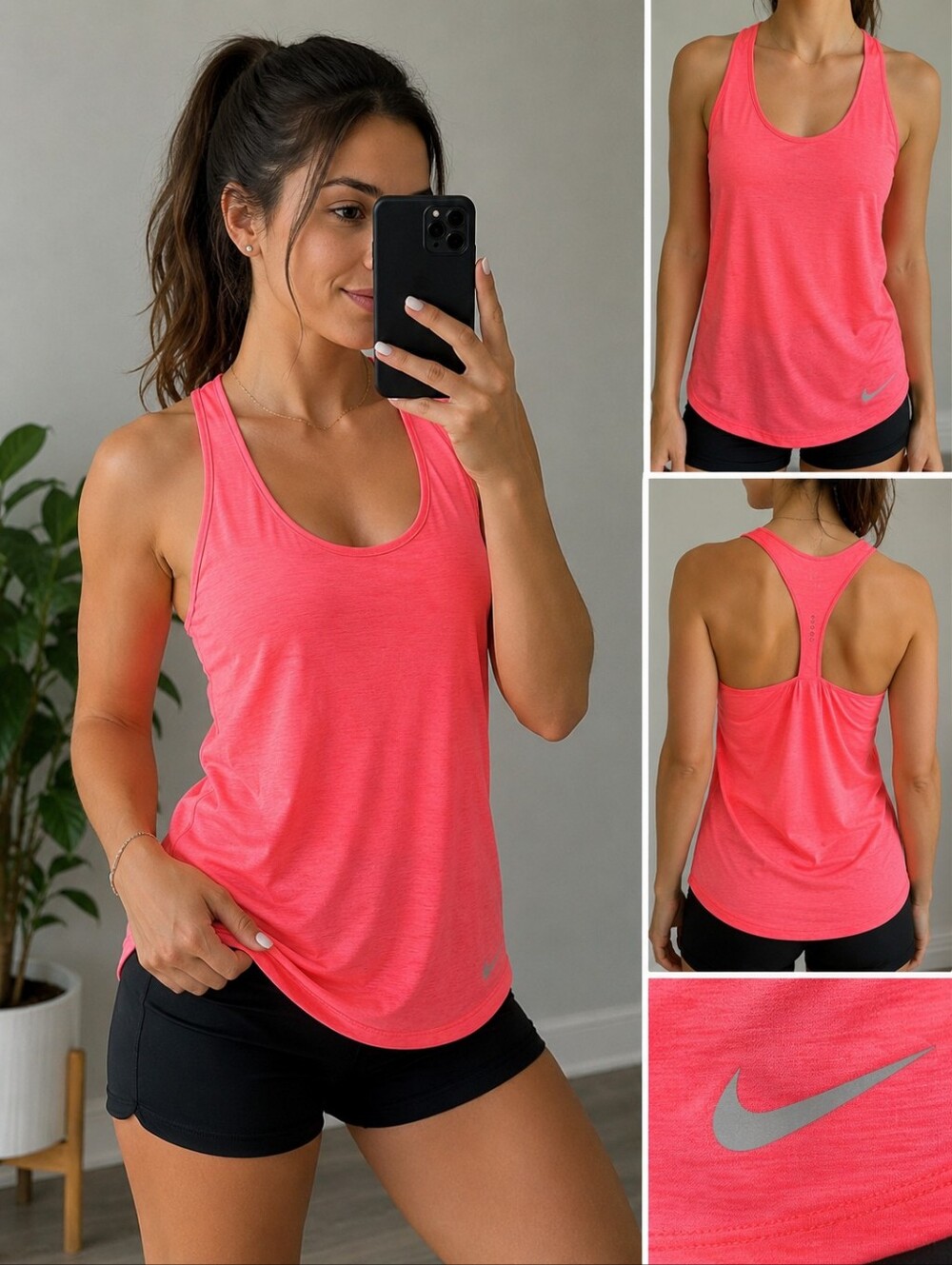 Nike Dri-FIT Racerback Tank – Neon Pink/Coral – XS